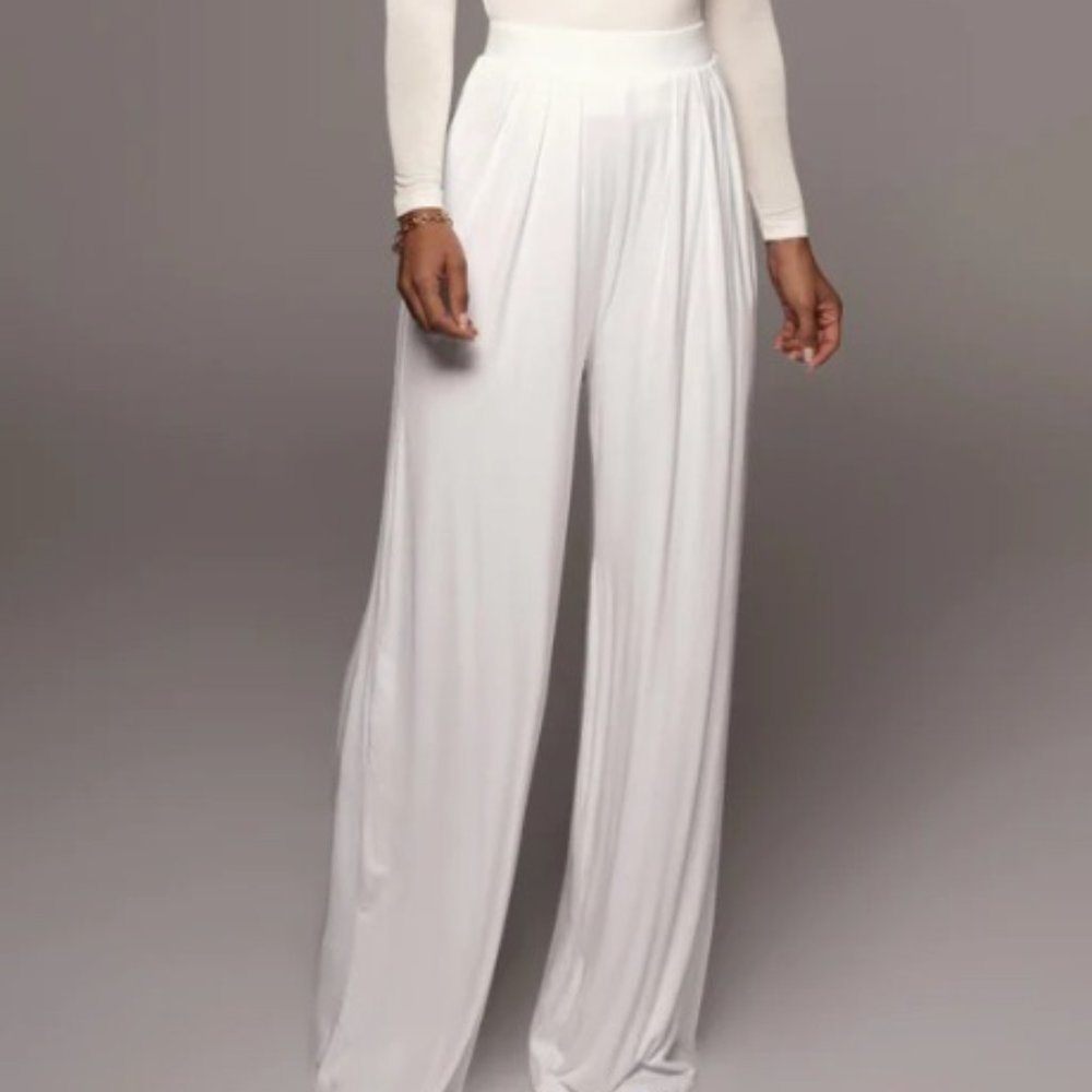 JLUXLABEL JLUXBASIX IVORY DEVYN WIDE LEG PANTS Size Small